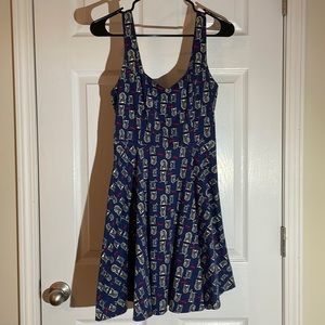 Pinup Style Owl Print Sleeveless Midi Dress